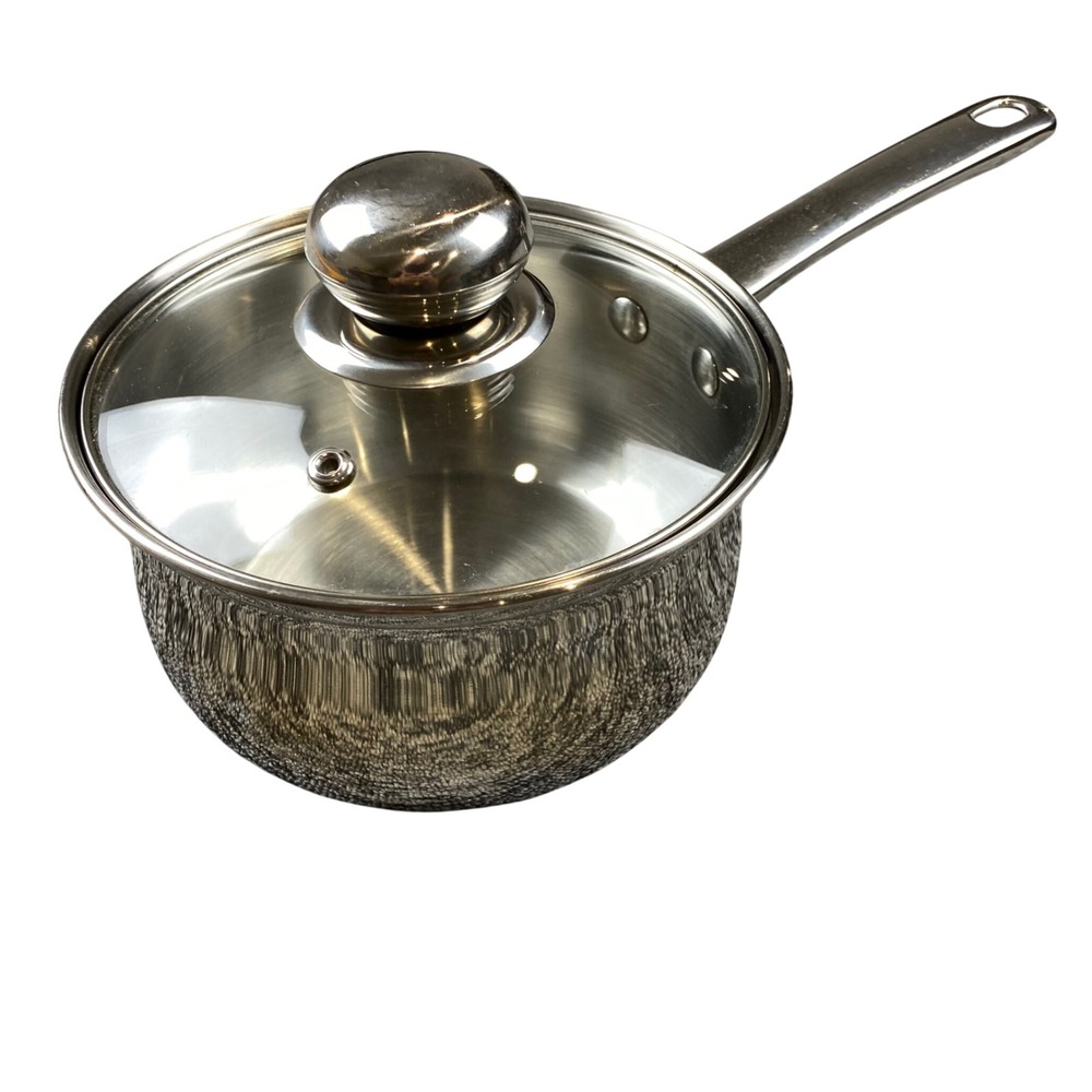Culinary Edge 2 Qt Saucepan 18 10 Stainless Steel Glass Lid 1.9L